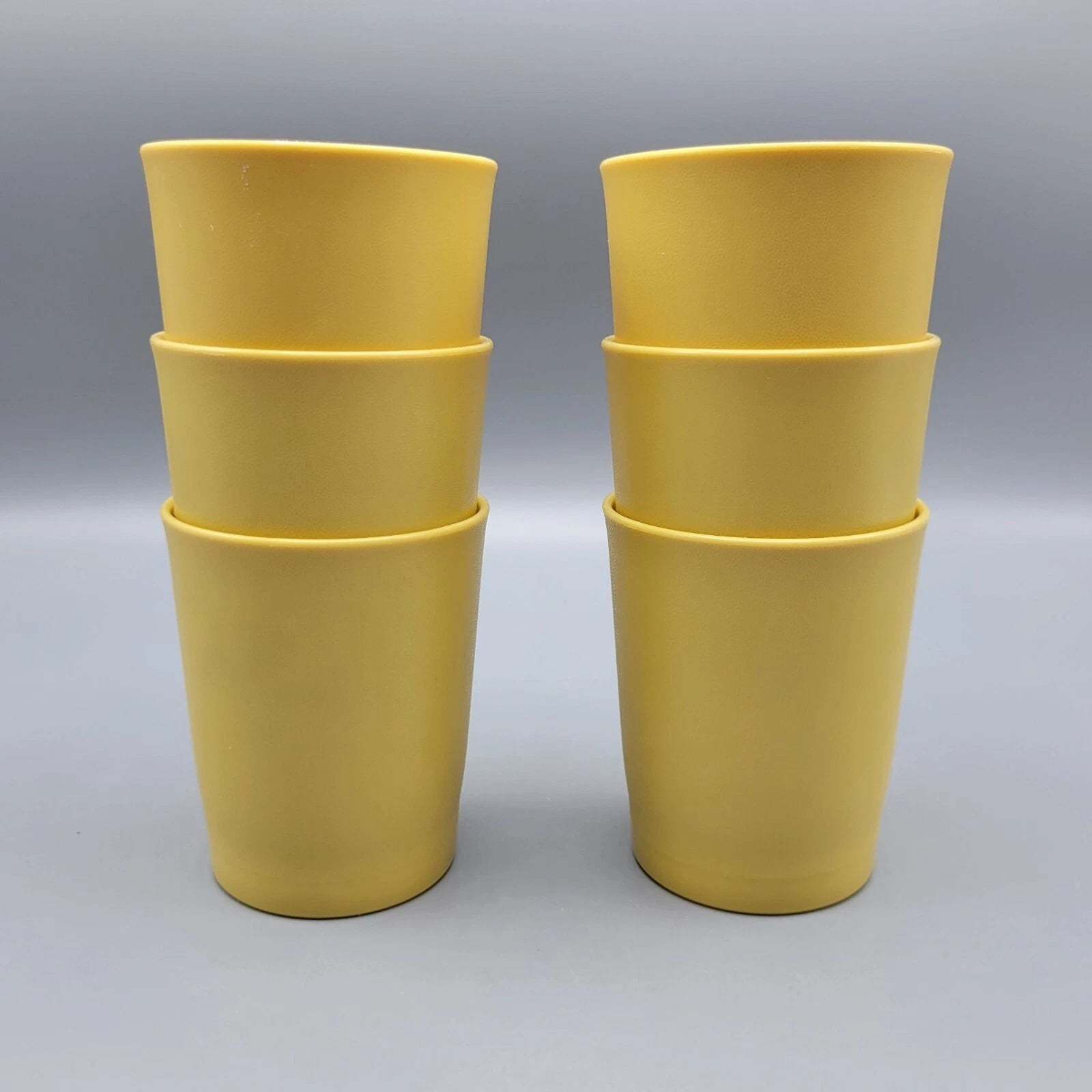 Vintage MCM Tupperware Gold Yellow Plastic Drinking Cups Set Of 6 Made In USA | eBay