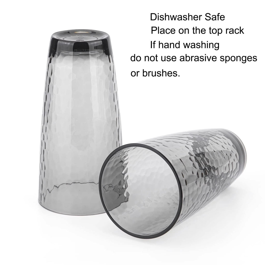 Hammered 26-ounce Plastic Tumbler Acrylic Glasses, set of 6 Smoke Grey | eBay