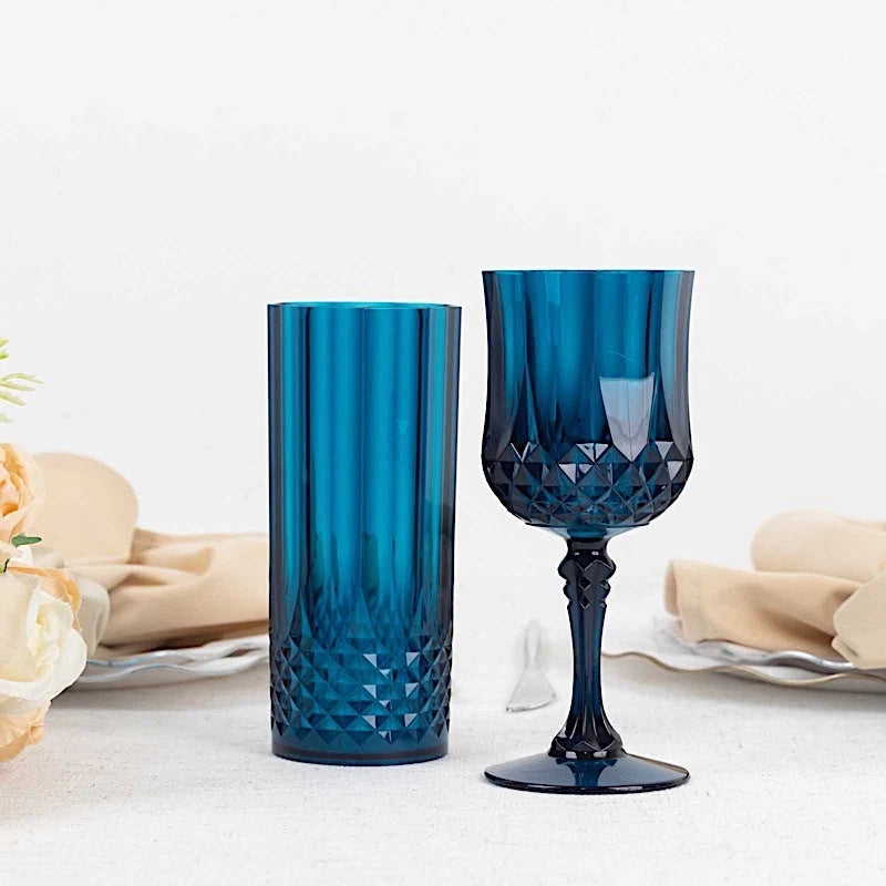 6 Navy Blue 14 oz Crystal Plastic Drinking Glasses Party Events Tableware | eBay