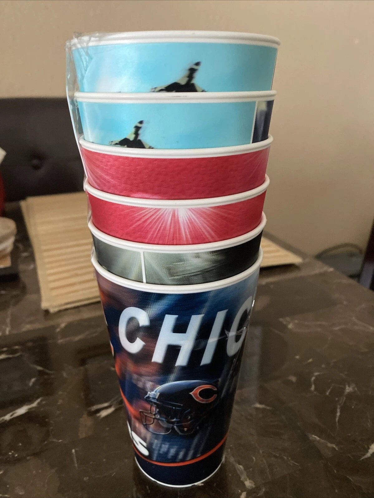 Set Of 6 Holographic Hard Plastic Chicago Bears Drinking Glass 5.75" Tall | eBay