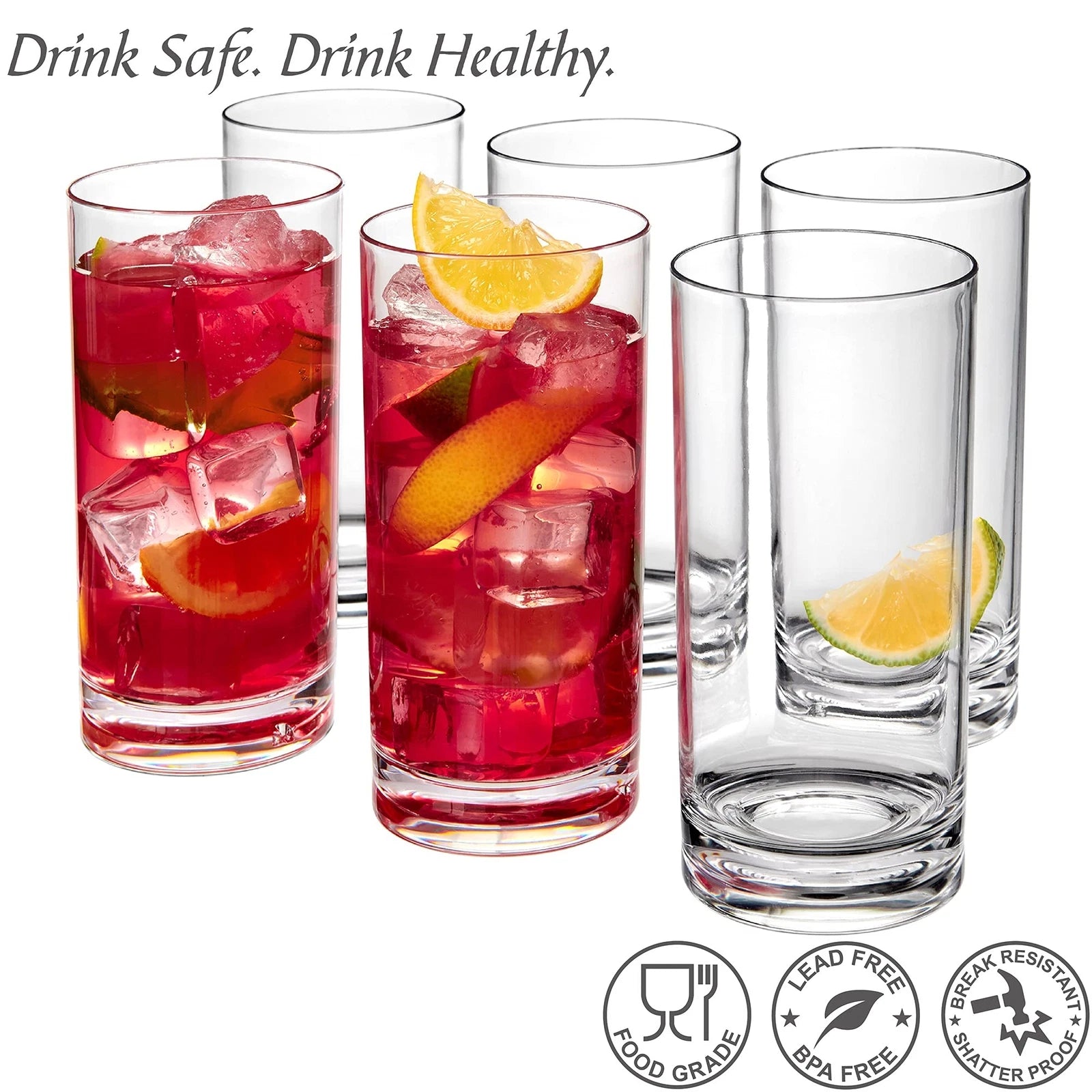 By Probity 16ounce Plastic Tumblers set Of 6 Plastic Drinking Glasses Allclear | eBay