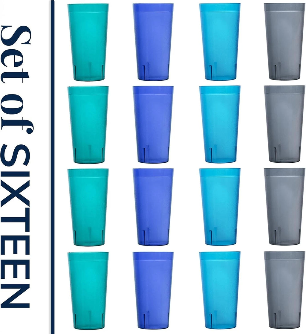 US Acrylic Cafe Plastic Reusable Tumblers (Set of 16) 20-ounce Water Cups Coasta | eBay
