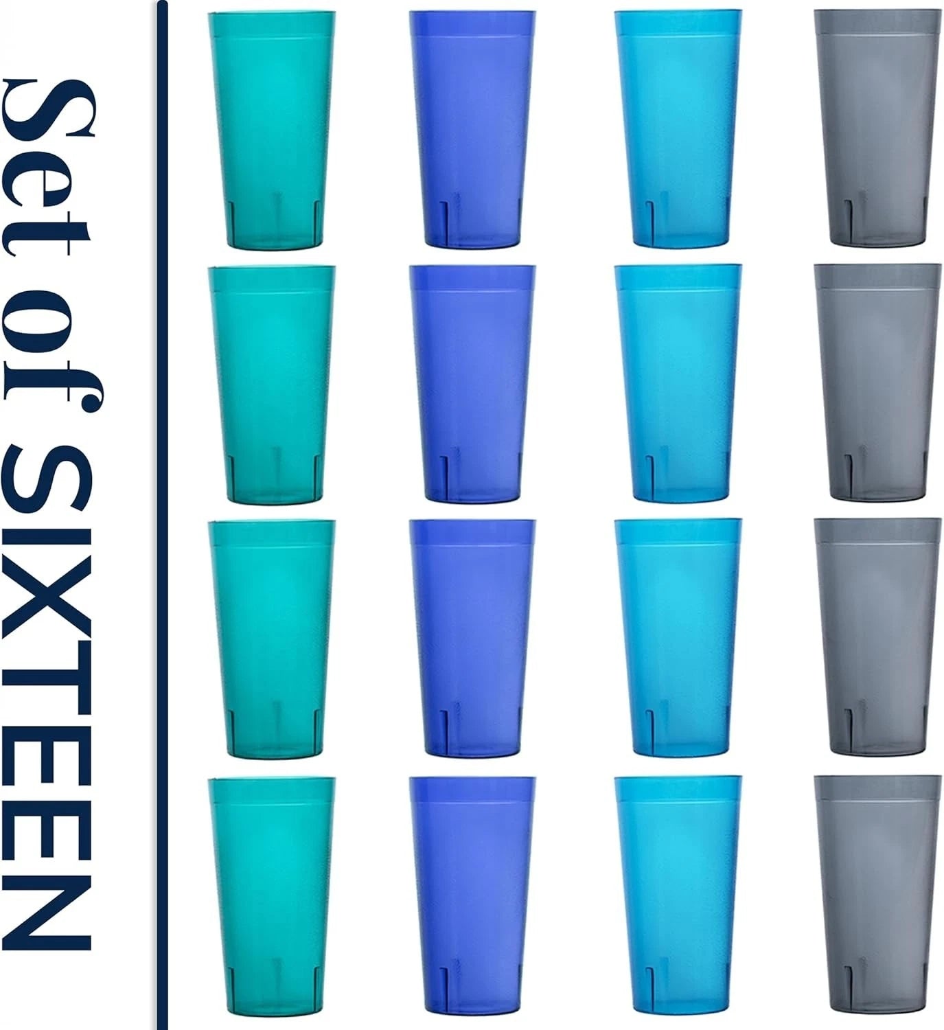 US Acrylic Cafe Plastic Reusable Tumblers (Set of 16) 20-ounce Water Cups Coasta | eBay