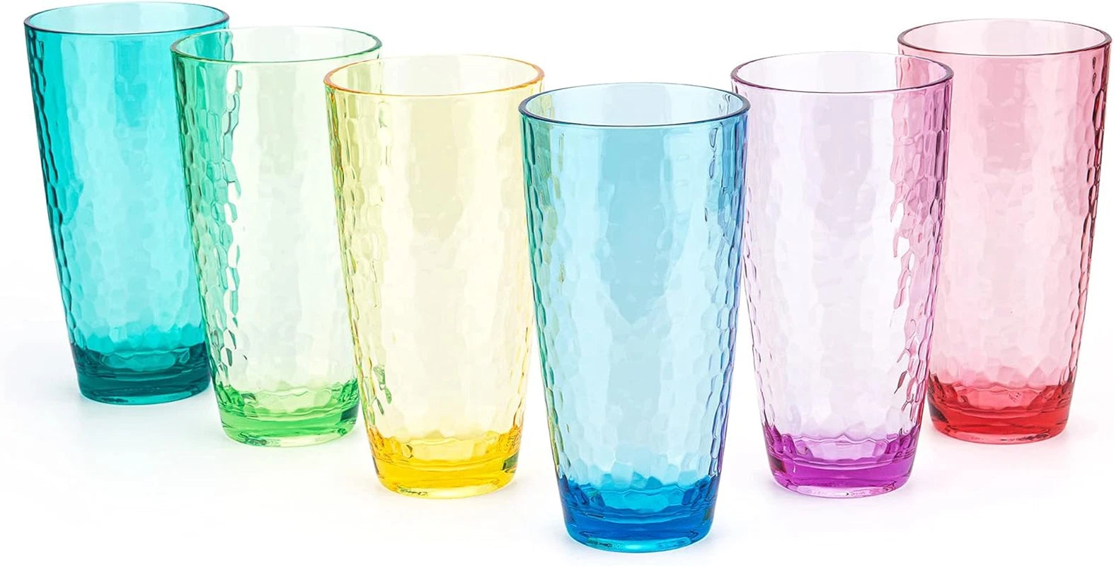 Hammered 26-Ounce Plastic Tumbler Acrylic Glasses, Set of 6 Multicolor | eBay