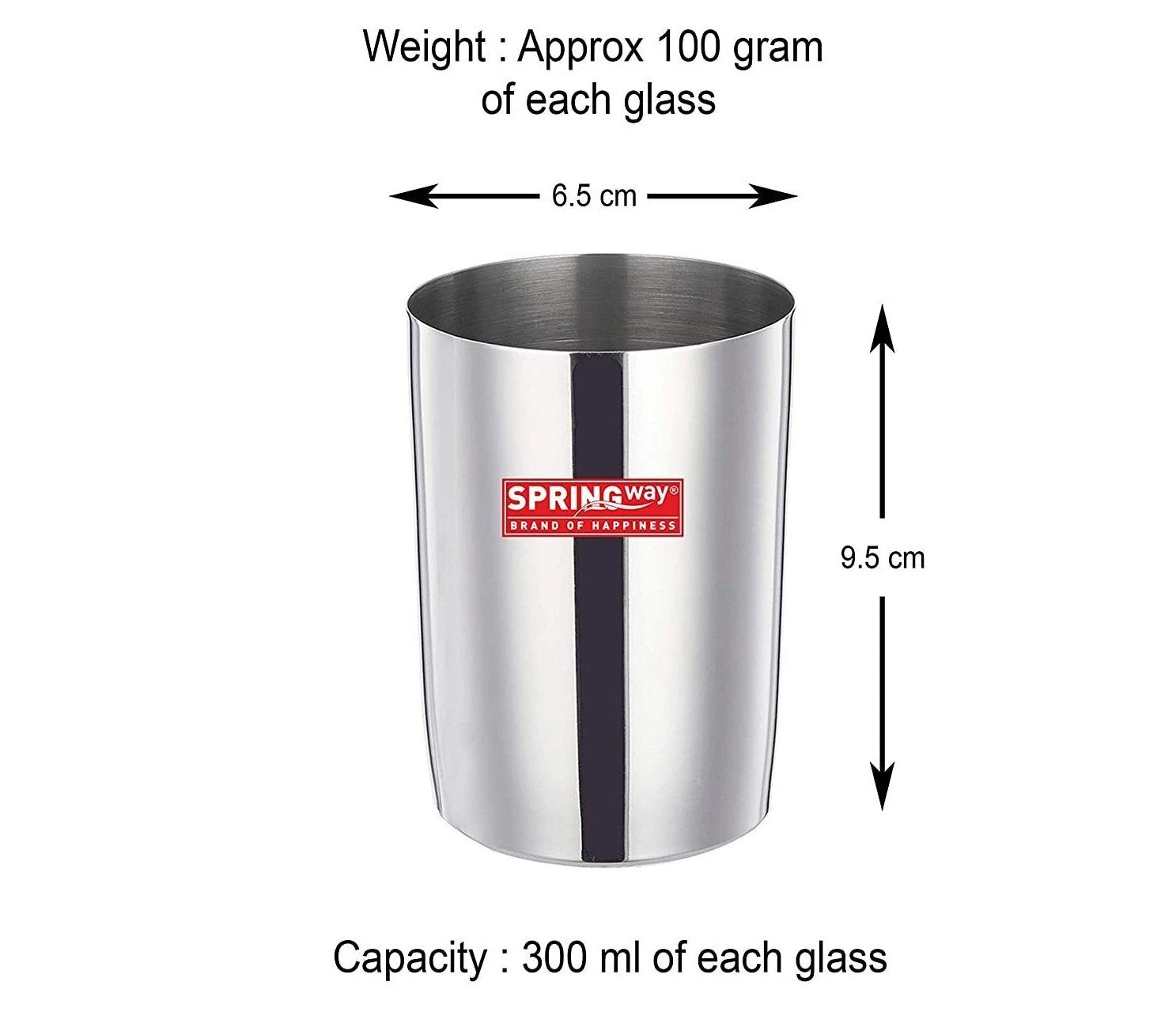 Stainless Steel Drinking Glass 300 ml (Set of 6) | eBay