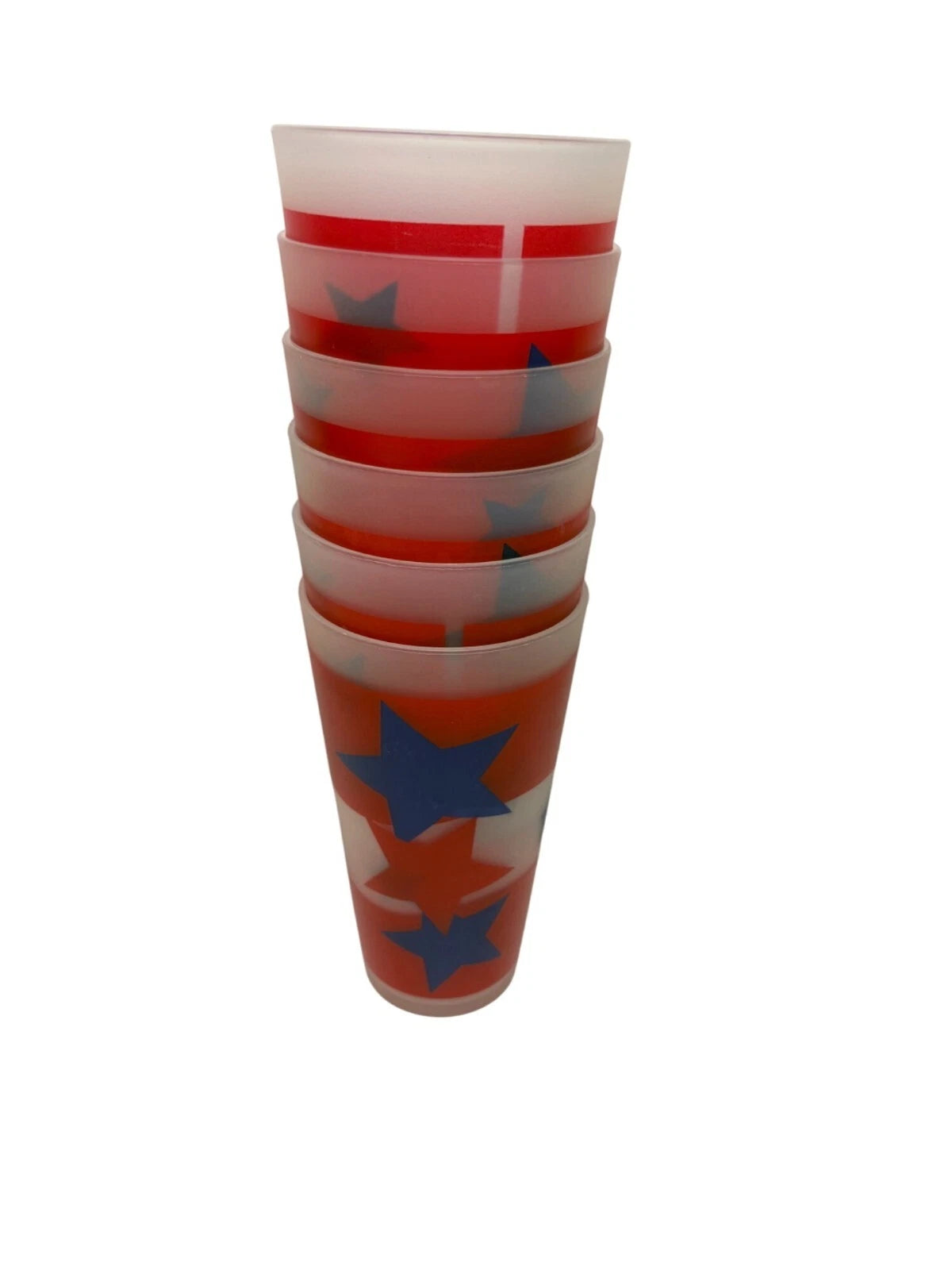 Set Of 6 Vintage Patriotic Star Plastic 6” Tall Tumblers Red Blue Americana | eBay