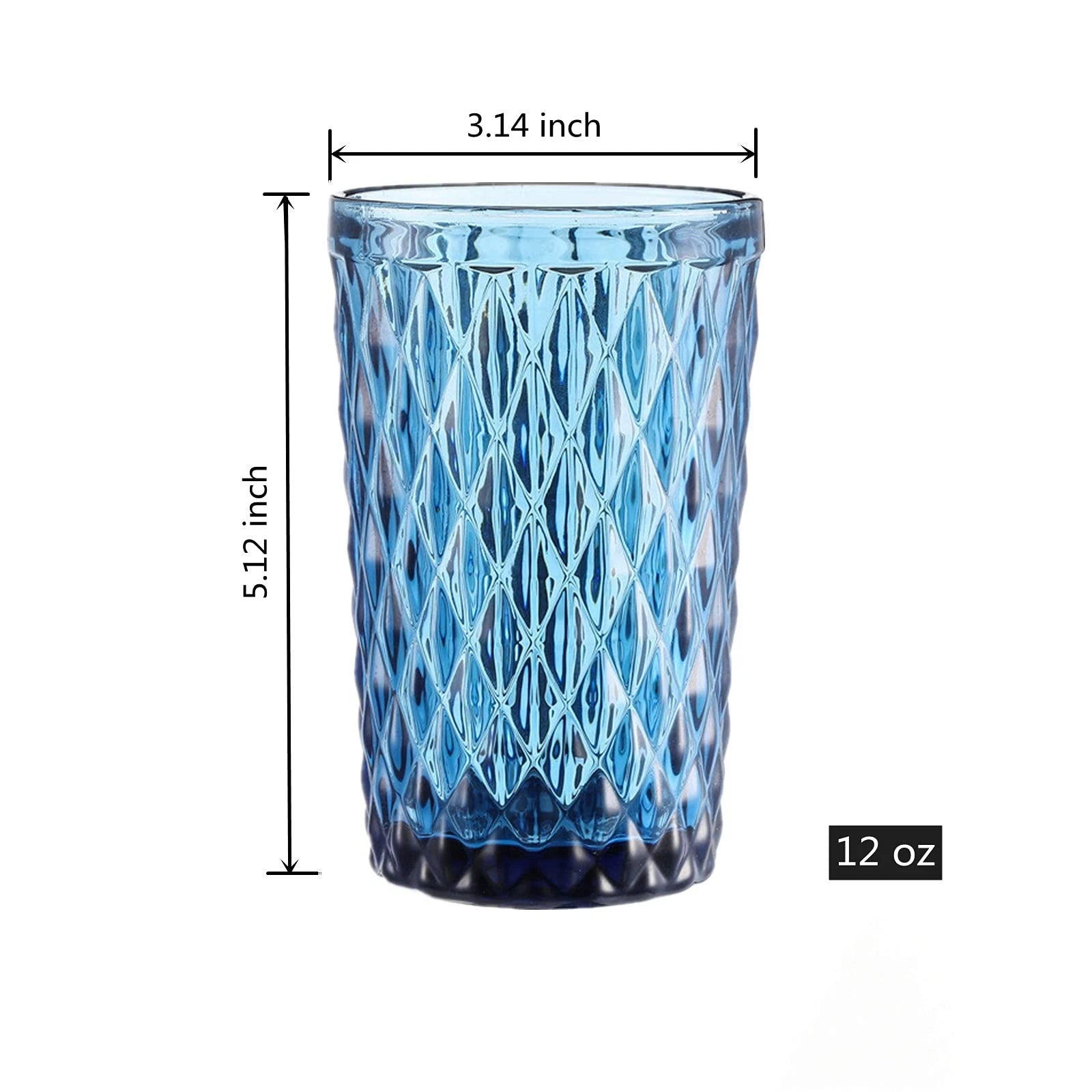 blue Drinking Glass Set of 6 - Tumbler（12 oz） Kitchen Glasses Diamond Glasswa... | eBay