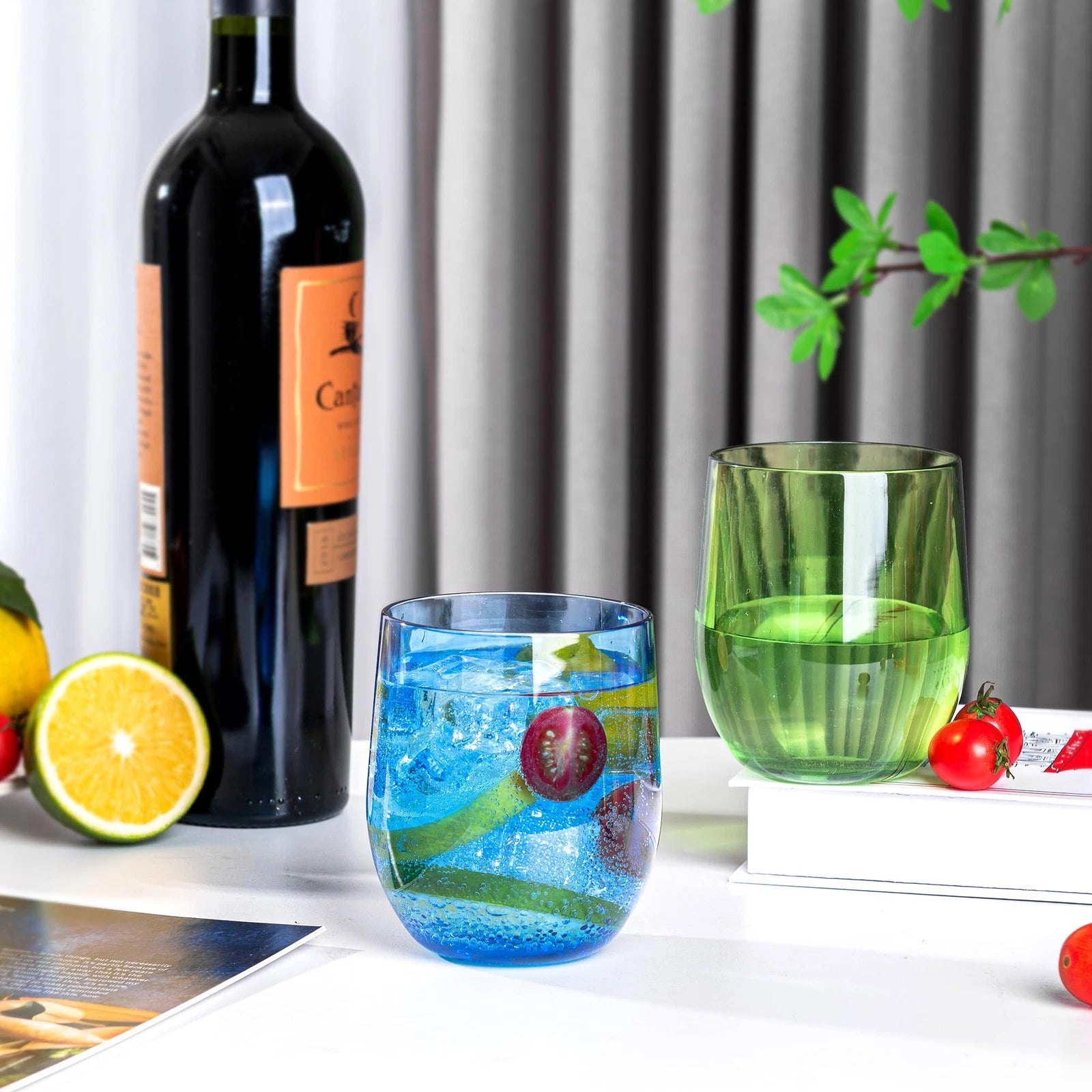 14-ounce Plastic Stemless Wine Glasses, All Purpose Arcylic Glasses, set of 6... | eBay