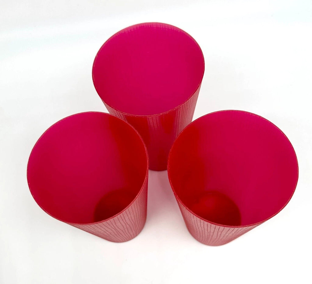 🥤 Set of 3 Red Plastic Drinking Tumblers, Cross-Hatch Pattern 6" x 3.5" | eBay