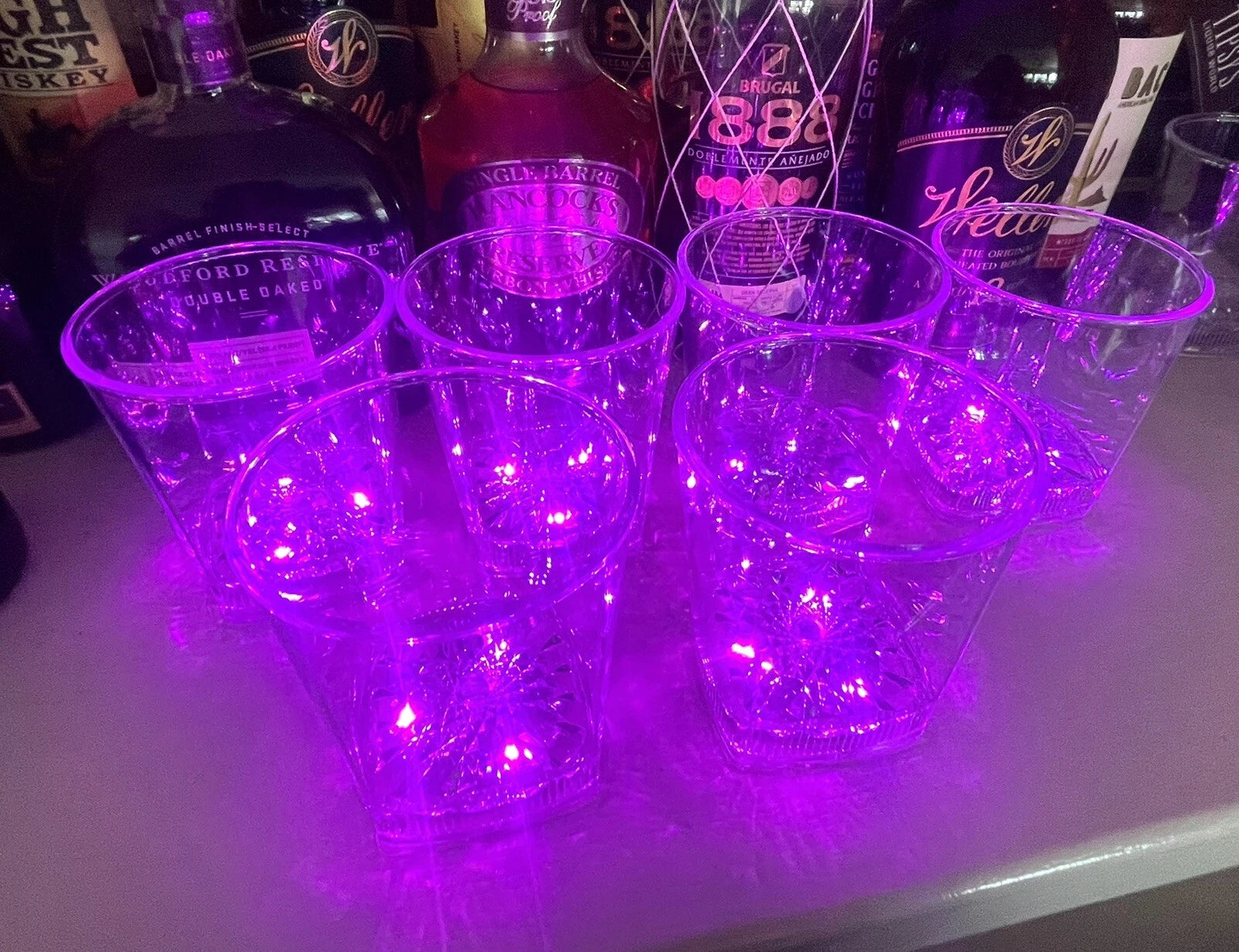 Pink Light Up 12.5 Oz Glasses Set of 6 Party Reusable Plastic Cups LED Flash NIB | eBay