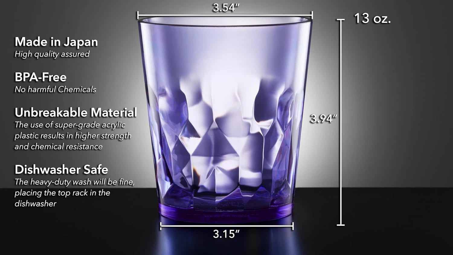 - 13oz Unbreakable Premium Drinking Glasses Set of 6 - Made in Japan - Super ... | eBay
