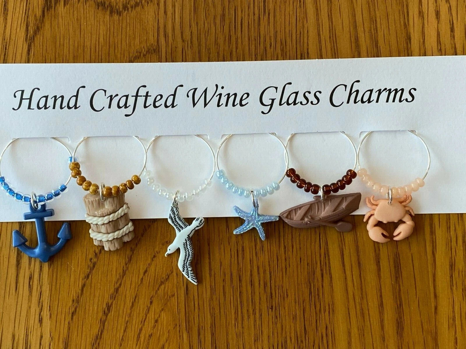 " NAUTICAL''/BEACH SET OF 6 Hand Crafted wine glass drink markers | eBay