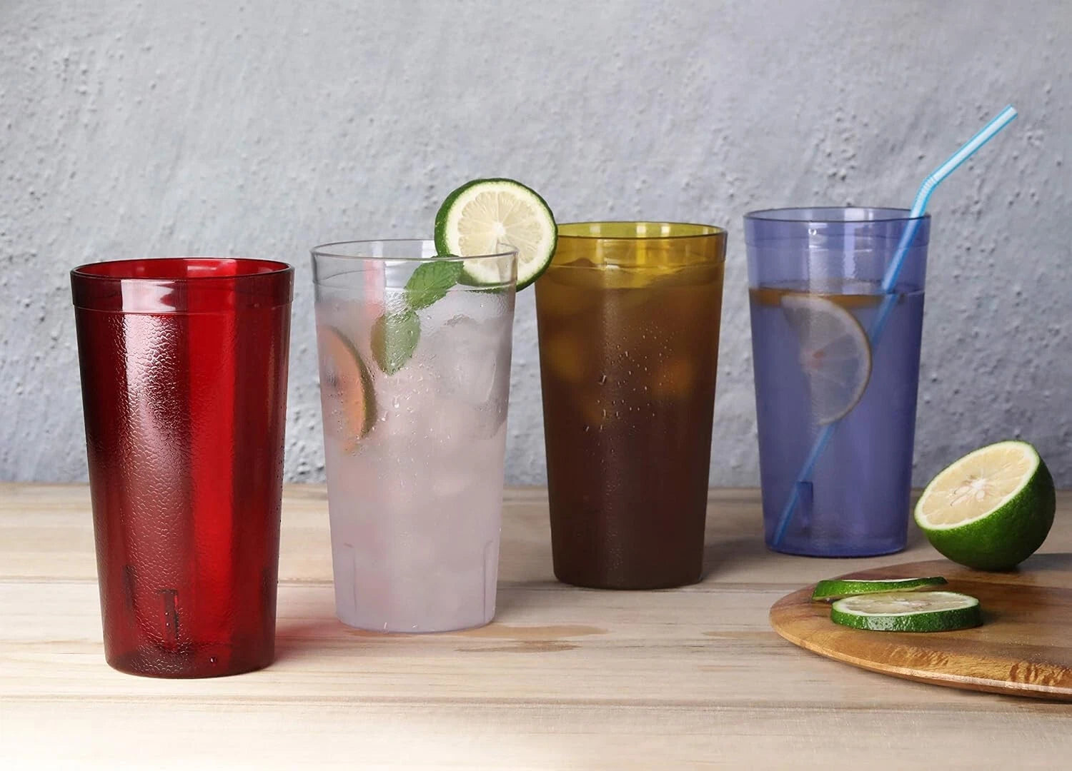 Red Restaurant-Grade Beverage Tumblers Set of 12 16 oz Durable Plastic | eBay
