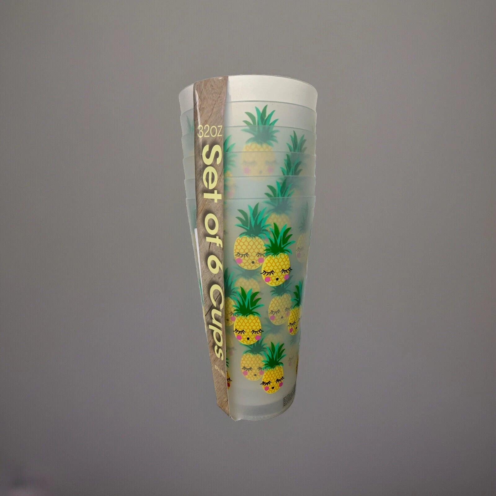 Set Of 6 Plastic 32oz. Tumblers Pineapple Drinking Cups NEW | eBay