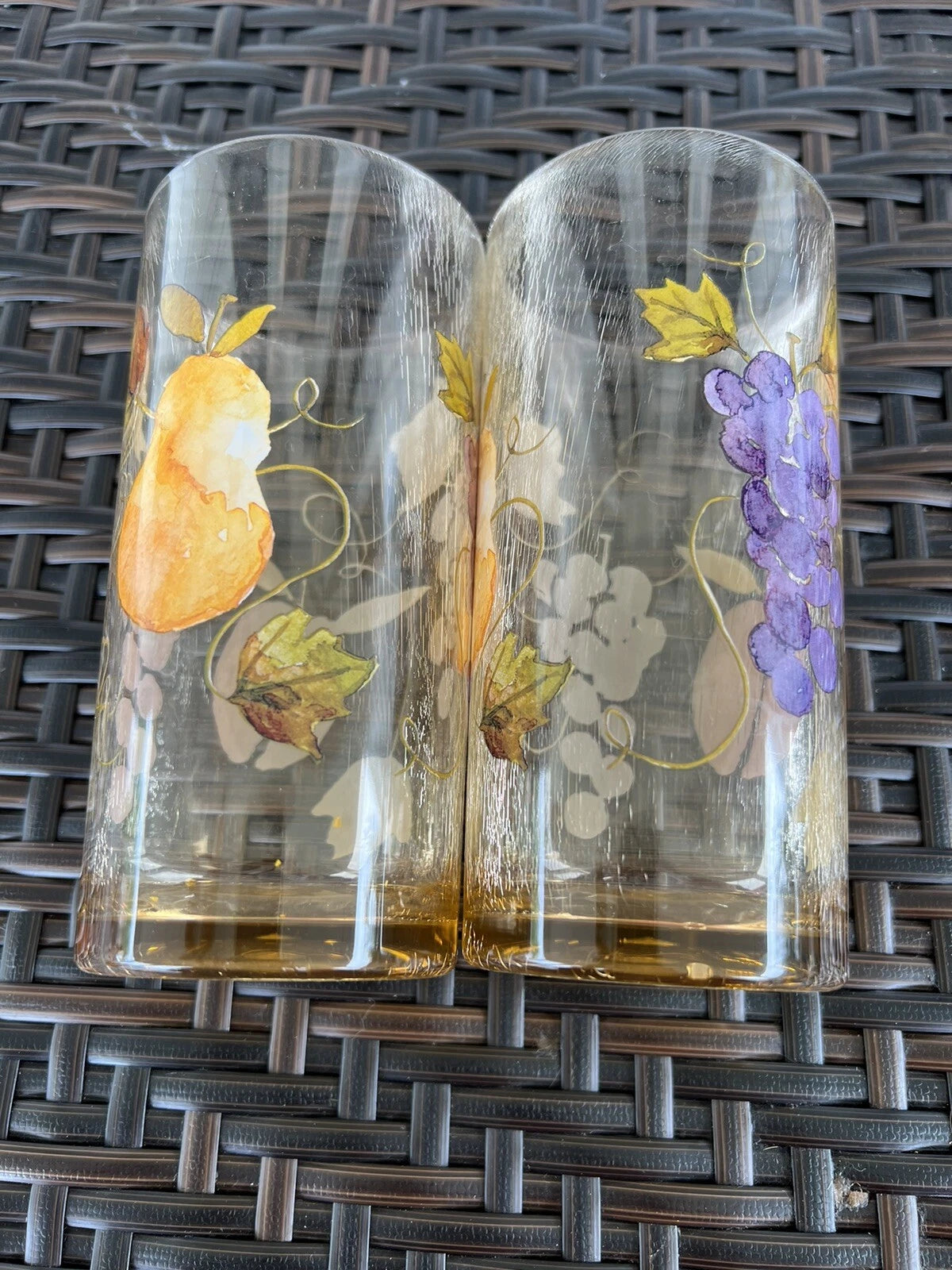 Amber Acrylic Fruited Drinking Glasses Set Of 6 Vintage 18 Ounce Each | eBay
