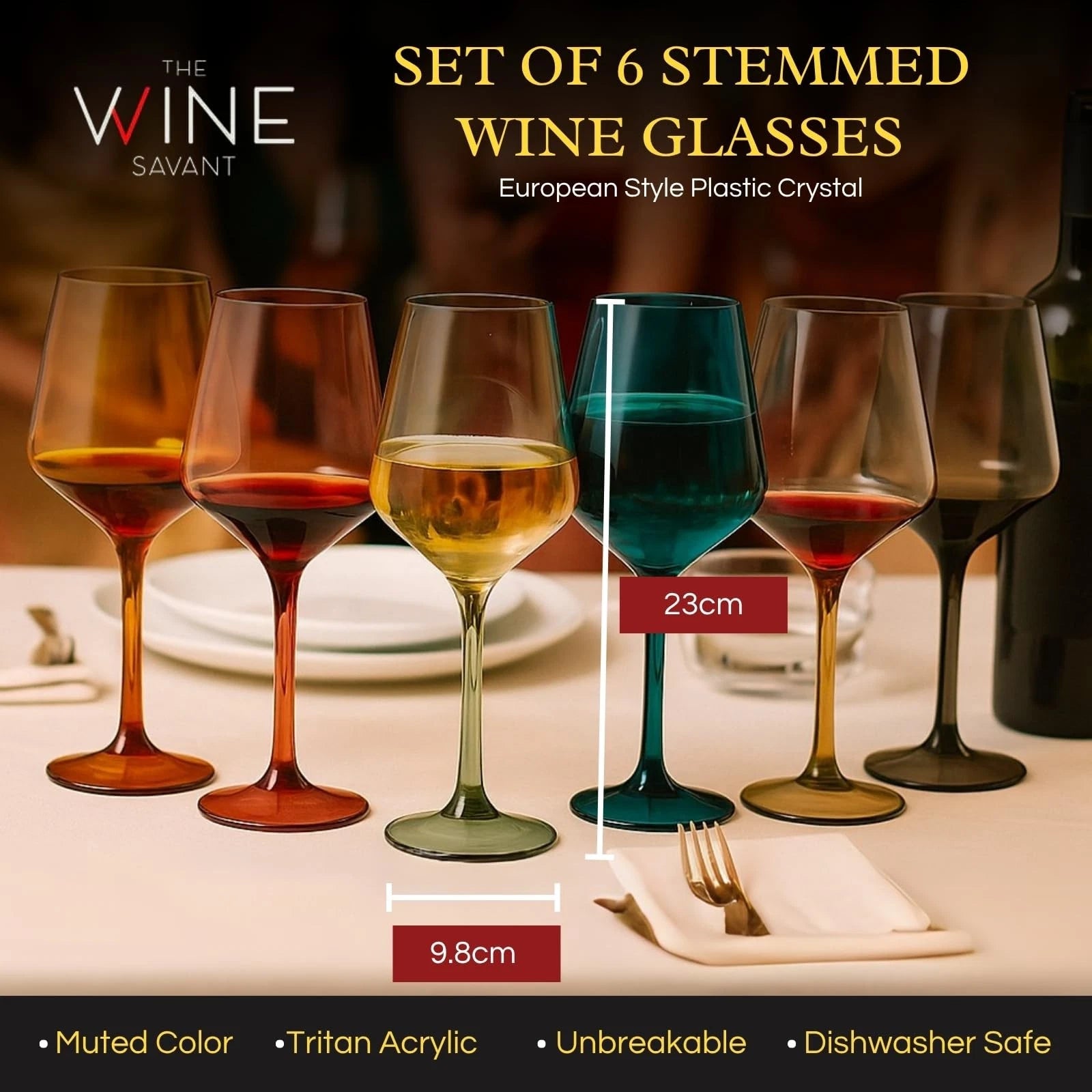 European Style Plastic Crystal, Stemmed Wine Glasses | Set of 6 | Acrylic Tri... | eBay