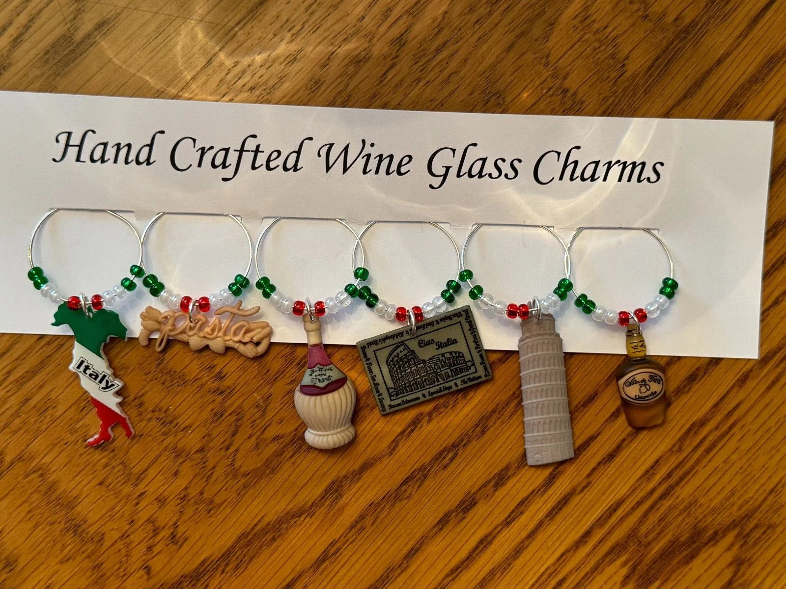 "ITALY,ITALIAN SET OF 6 HAND CRAFTED Wine glass drink marker Charms | eBay