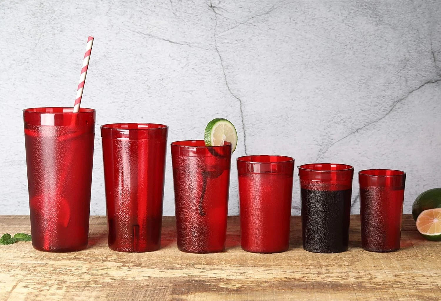 Red Restaurant-Grade Beverage Tumblers Set of 12 16 oz Durable Plastic | eBay