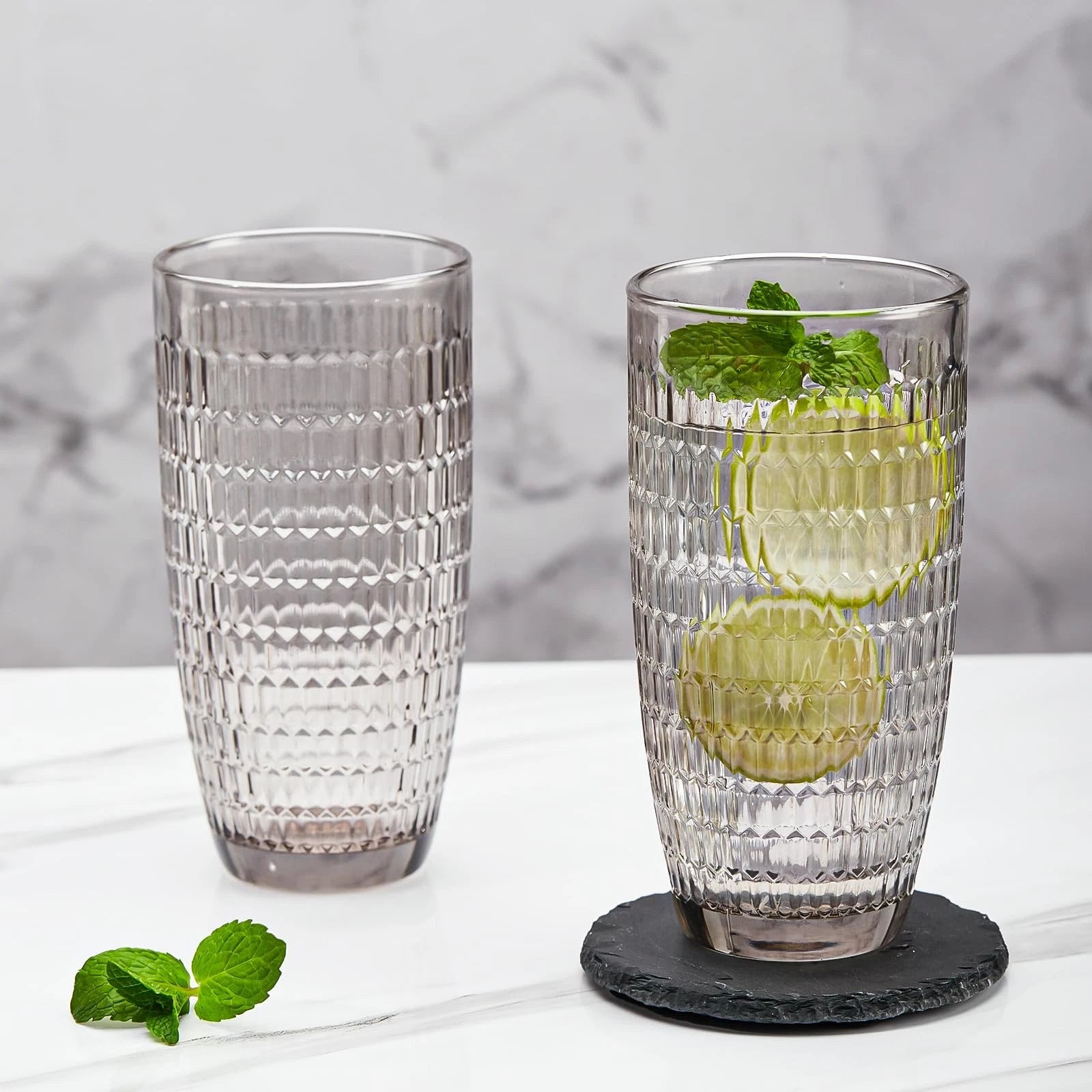 Highball Beverage Glasses Set of 6 Romantic Colored Thick & Heavy Base Big Ca... | eBay