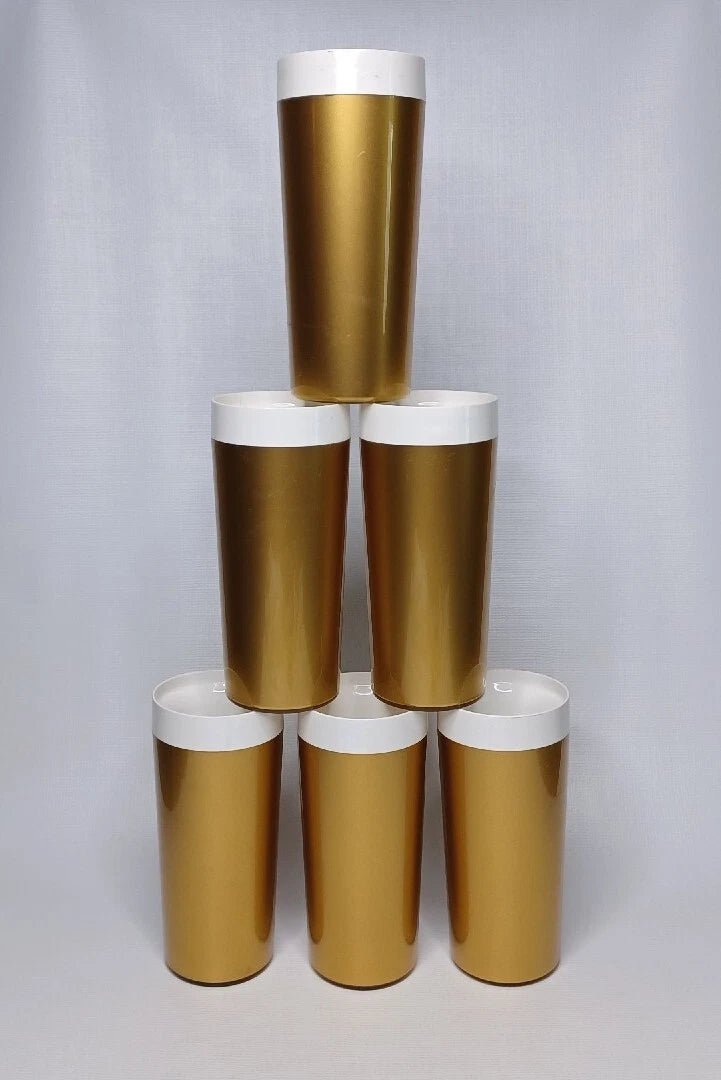 Set Of 6 Gold Plastic Tumblers Drinking Cups Made In USA | eBay