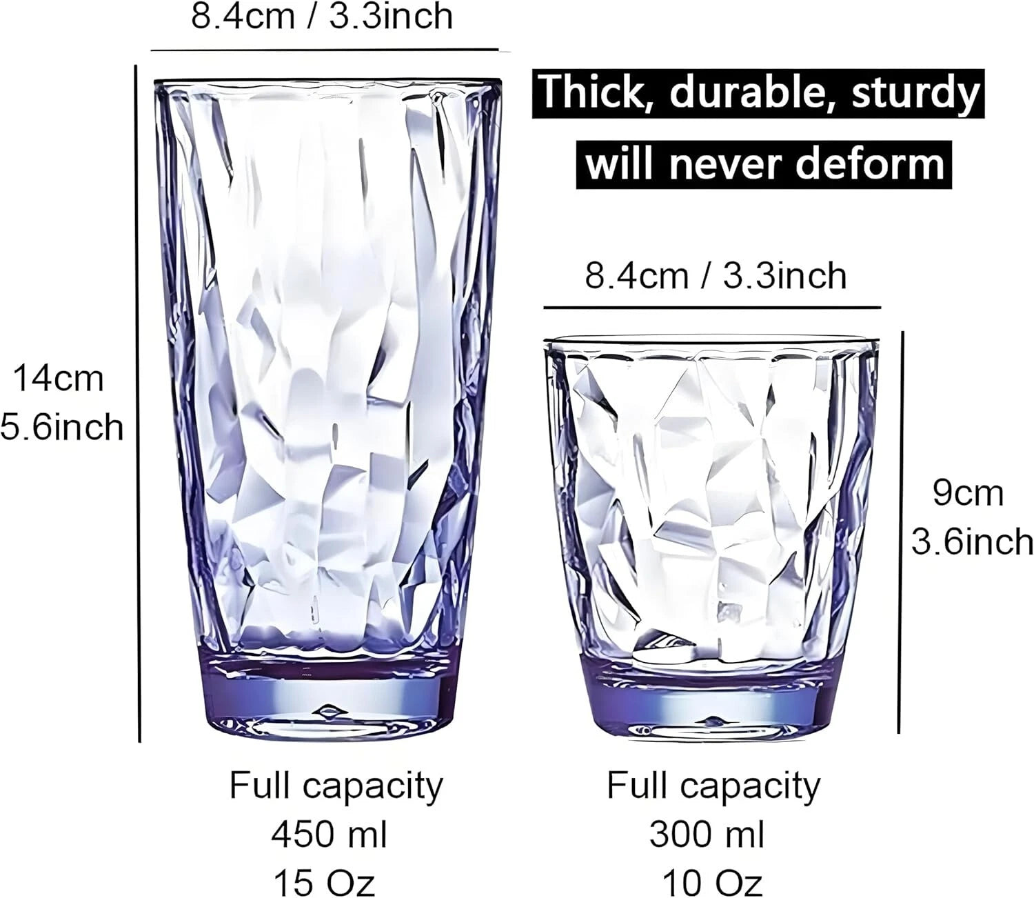 Dishwasher Safe Blue Tritan Drinking Glasses - 15 Oz Set of 8 for All Occasions | eBay
