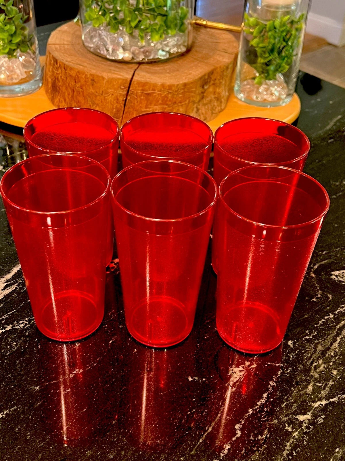 Set of 6 Durable Vintage Plastic Glasses Cups Restaurant Tumblers 16 oz Ruby Red | eBay