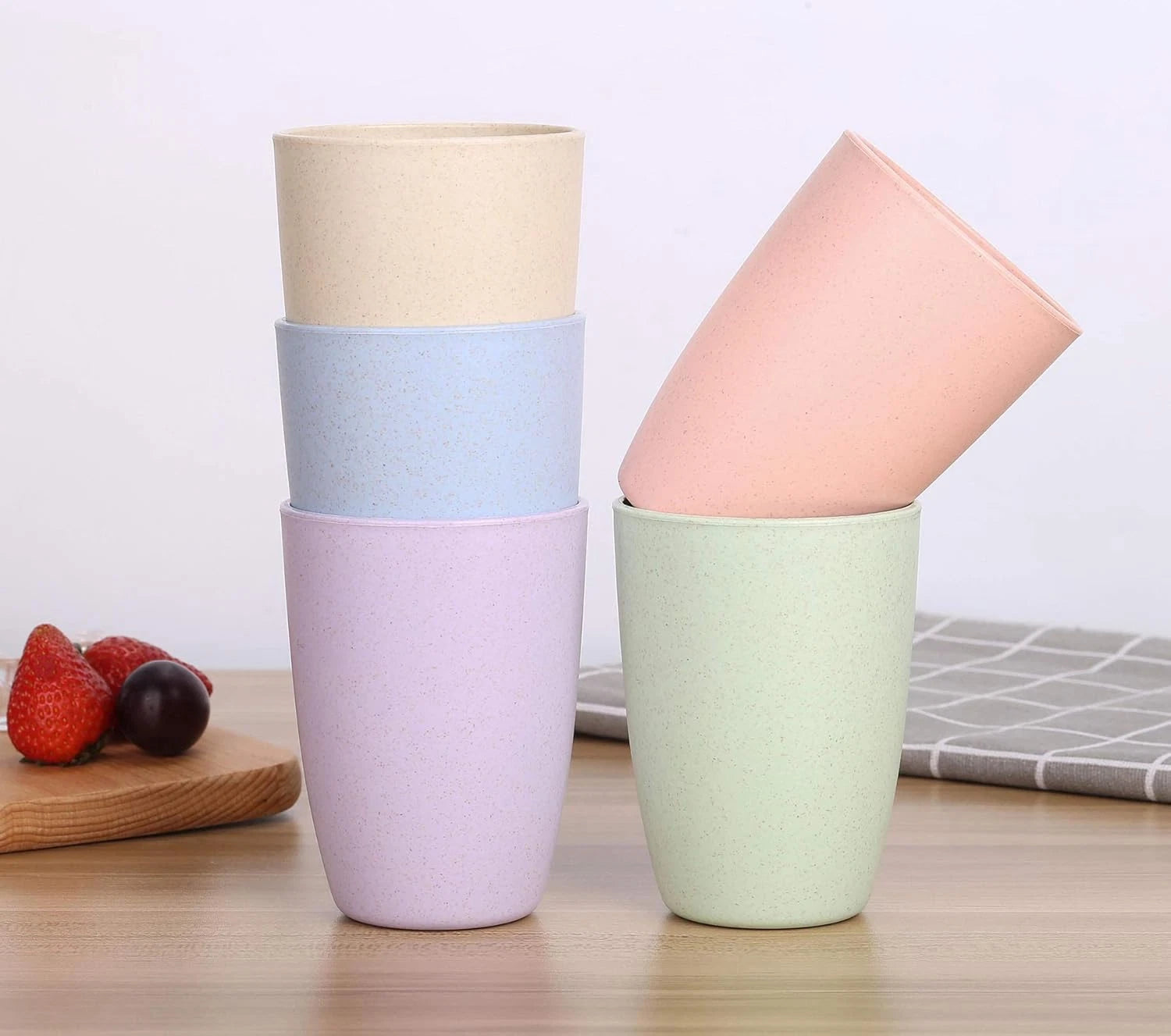 Wheat Straw Reusable Cup (12 Oz) - Unbreakable Drinking Glasses Sets of 6 - Dish | eBay