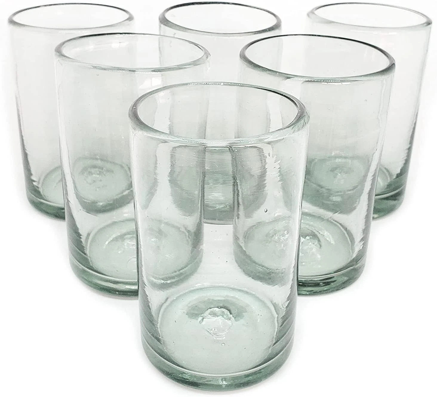 Clear 14 Oz Drinking Glasses (Set of 6), Hand Blown Mexican Glassware, Recycled | eBay