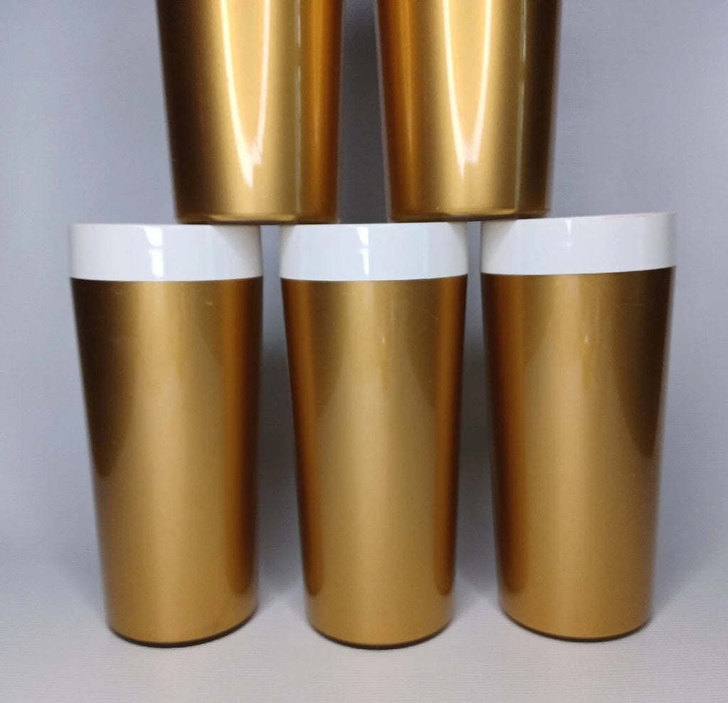 Set Of 6 Gold Plastic Tumblers Drinking Cups Made In USA | eBay