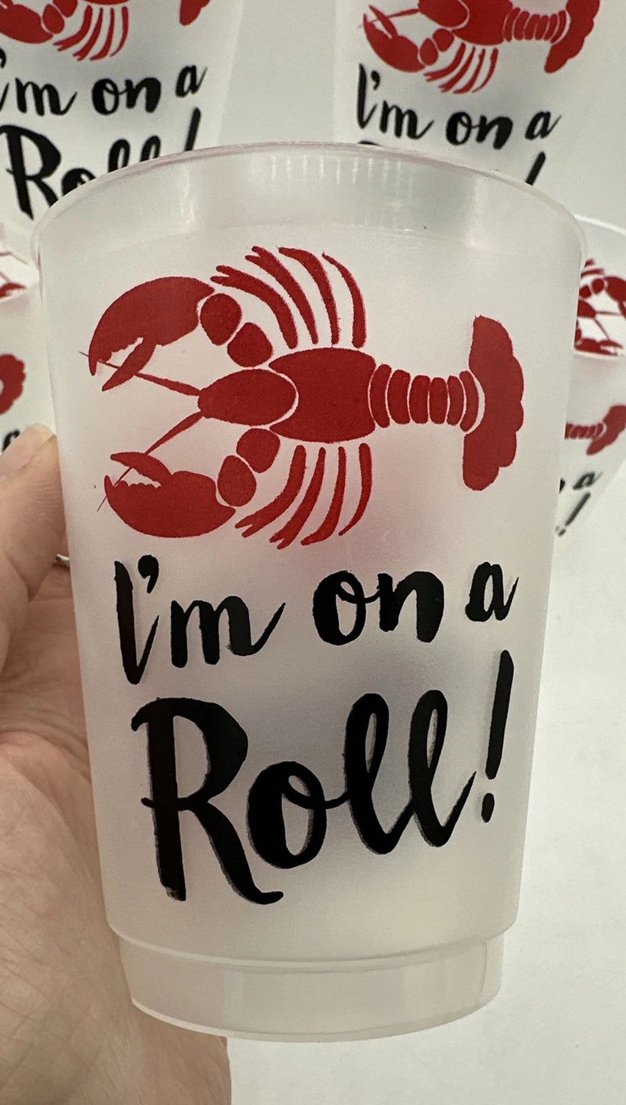Plastic Lobster 6 Drinking Cups Glasses Reusable I’m On A Roll! | eBay