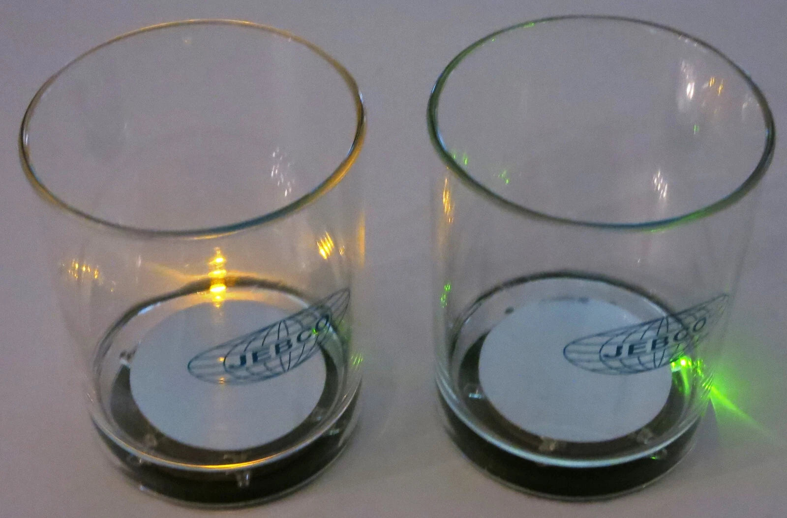 JEBCO Drinking Glasses Light-Up Set of 2 LED Colorful Lights Advertising Promos | eBay