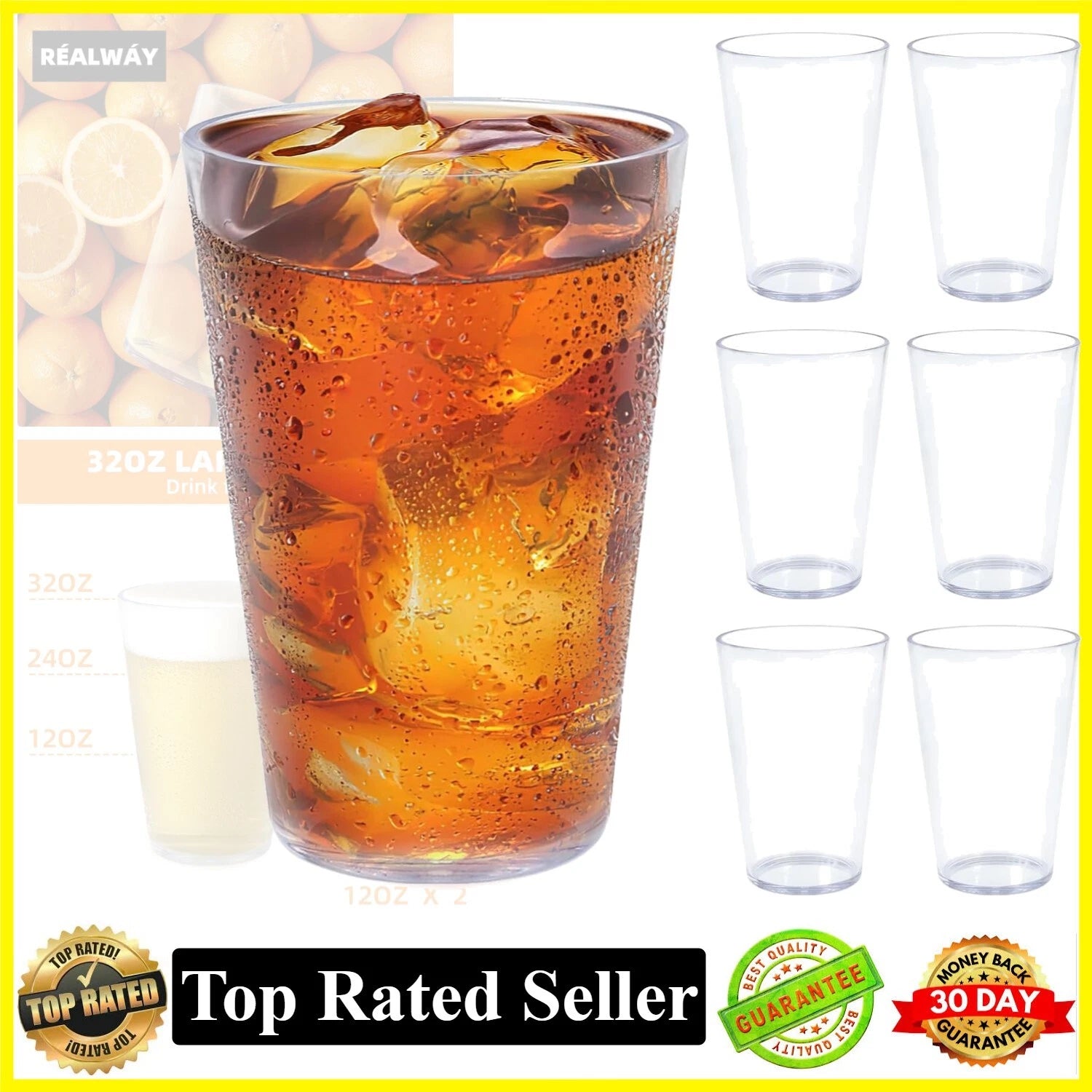 32Oz 6Pcs Plastic Tumbler Drinking Glasses Unbreakable Dishwasher Safe BPA Free | eBay