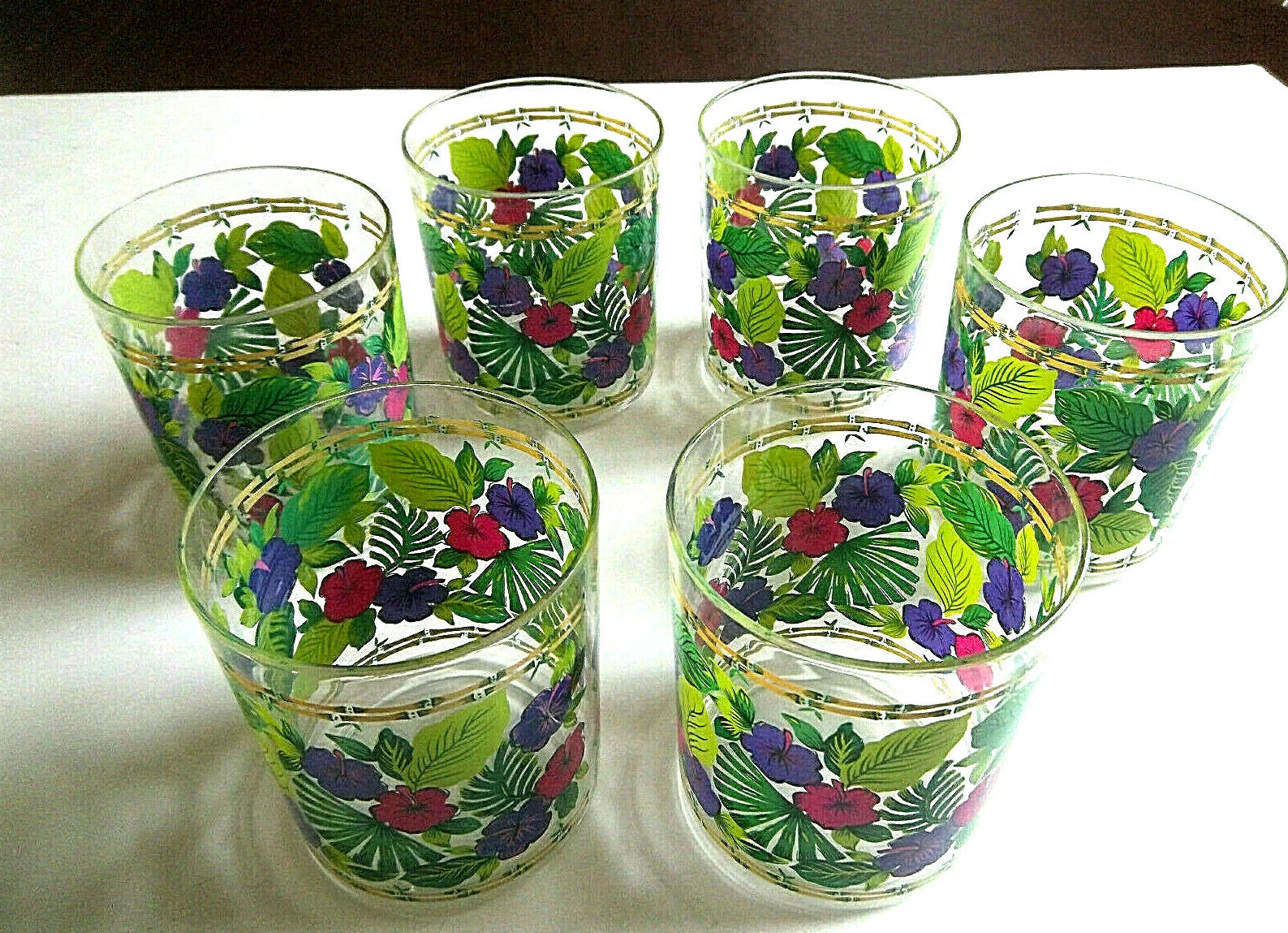 Set of 6 Floral Old Fashioned Acrylic Drinking Glasses 12 oz. *Please Read* | eBay