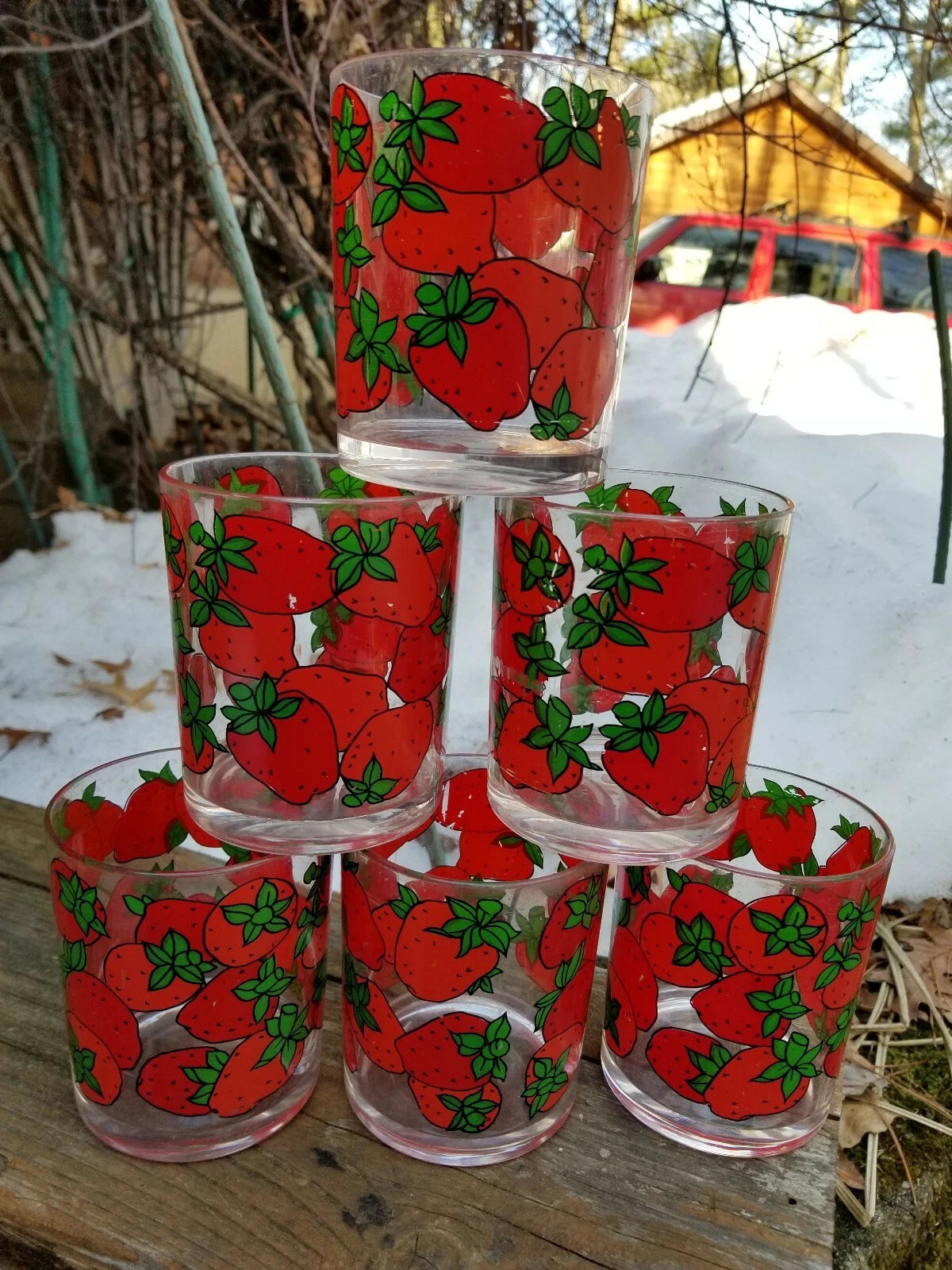 Vintage H. J. Stotter Strawberries Juice Tumblers Drink Glasses Plastic Set of 6 | eBay