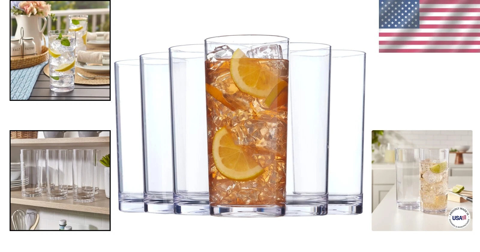 Premium Plastic Iced Tea Glasses Set | Dishwasher-Safe Tumblers 24oz - Pack of 6 | eBay
