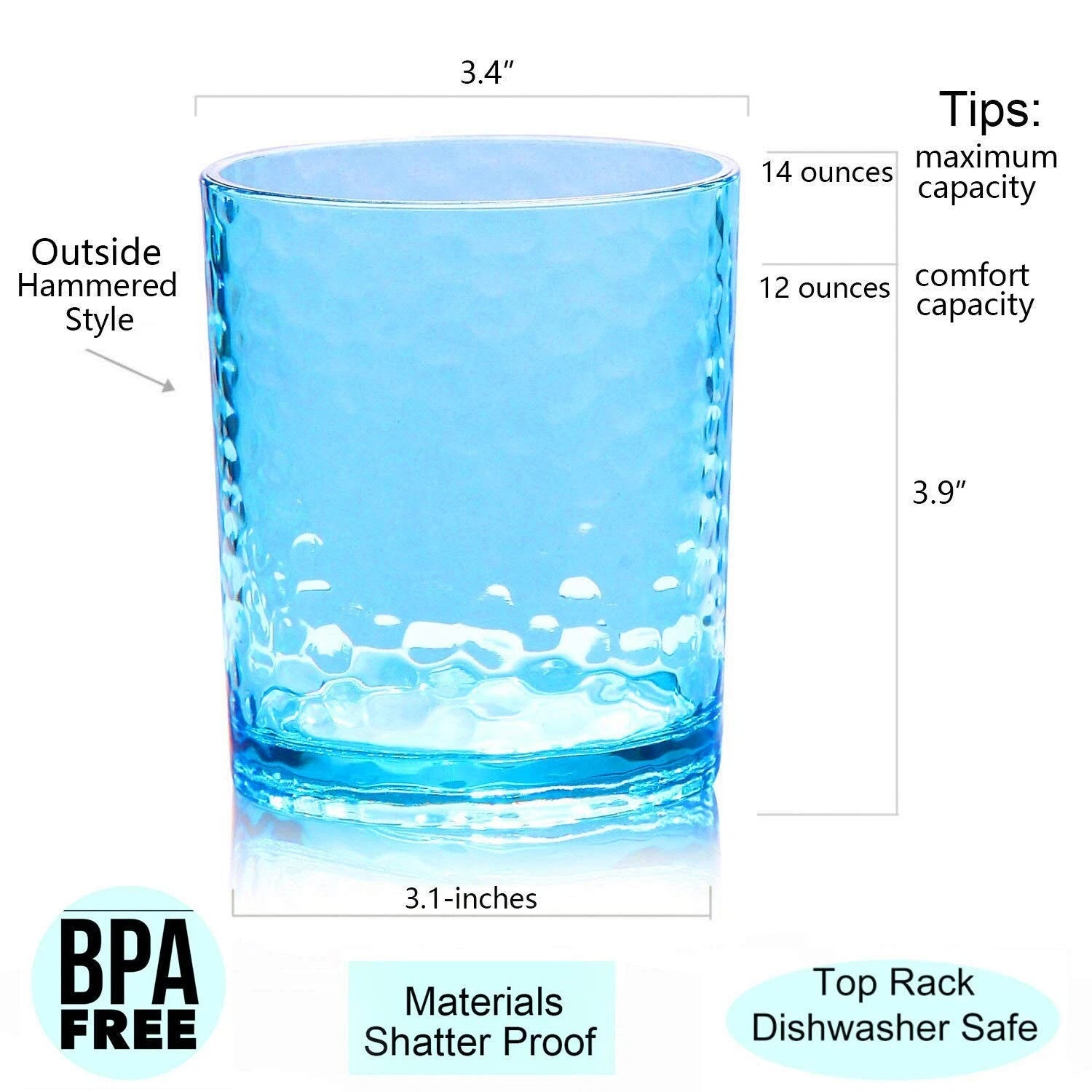 KX-WARE 14-ounce Acrylic Glasses Plastic Tumbler, set of 6 Multicolor - Hamme... | eBay