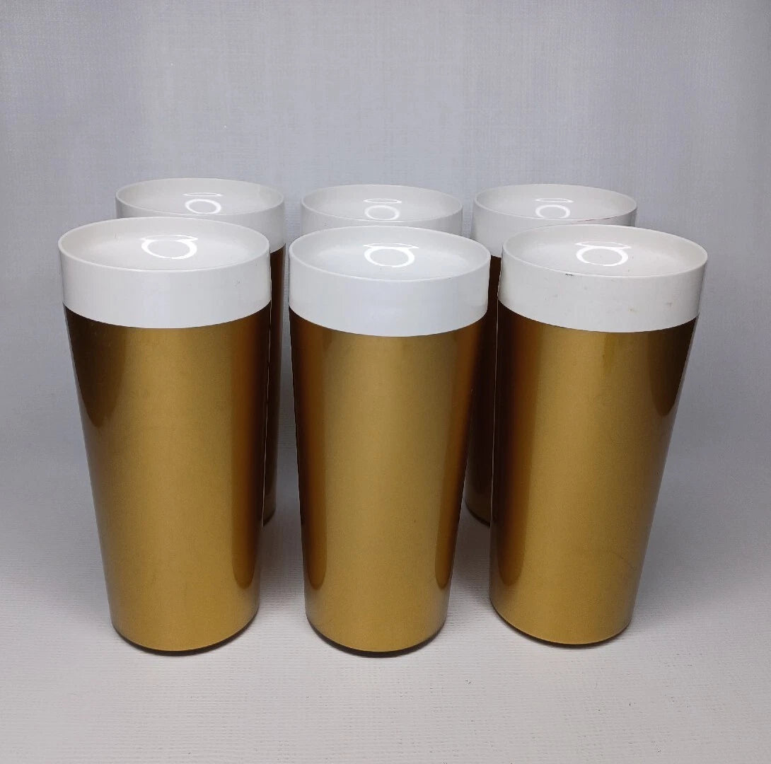Set Of 6 Gold Plastic Tumblers Drinking Cups Made In USA | eBay