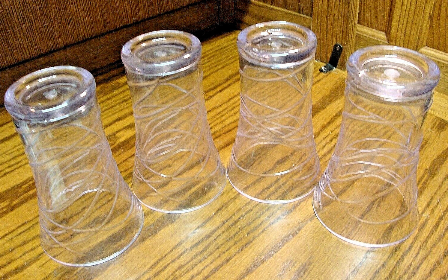 Set 4) Acrylic Tumblers Drink Glasses 12oz Clear w/Swirl Design iridescent 929 | eBay