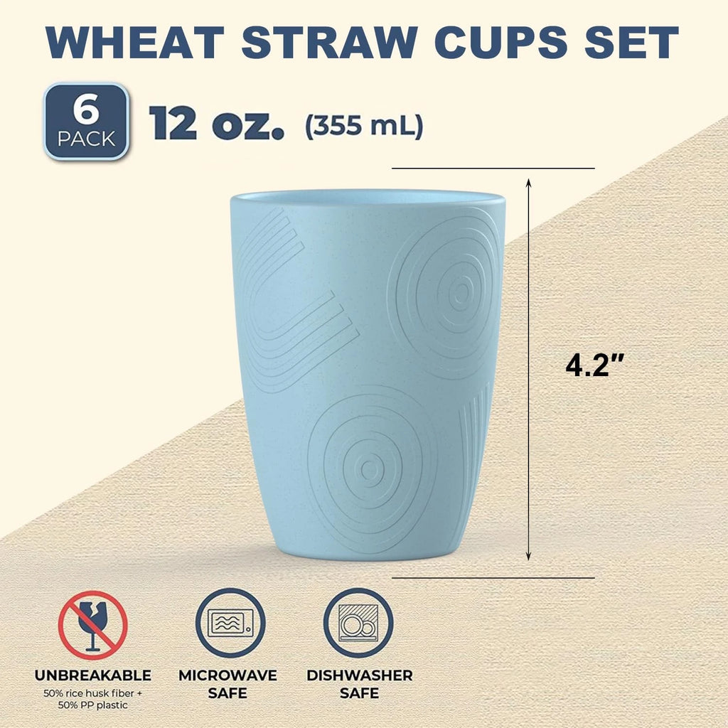 12oz wheat straw drinking cups set of 6,alternative plastic cups microwave an... | eBay