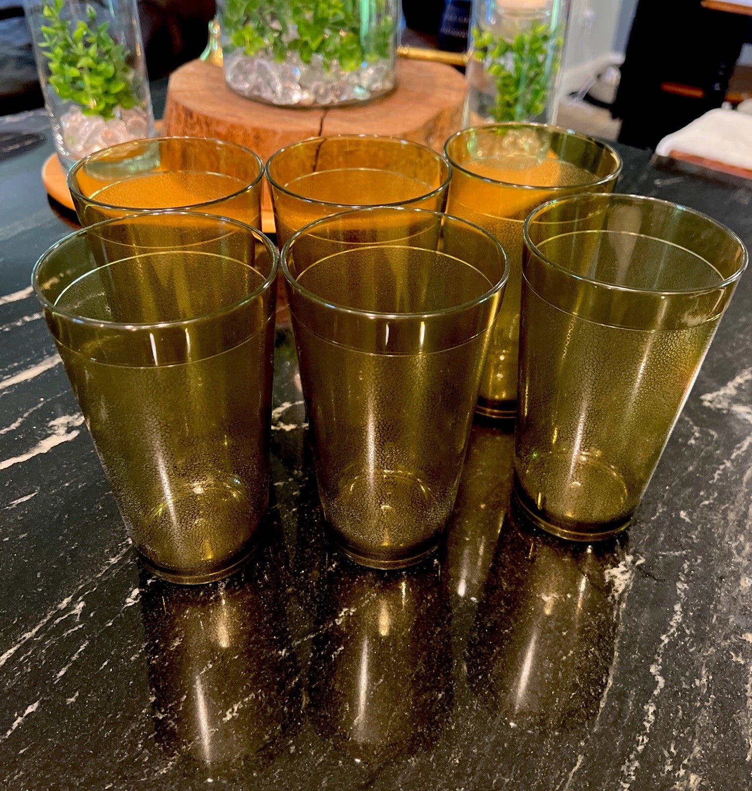 Set of 6 Durable Vintage Plastic Restaurant Tumblers Glasses Cups 20 oz Amber | eBay