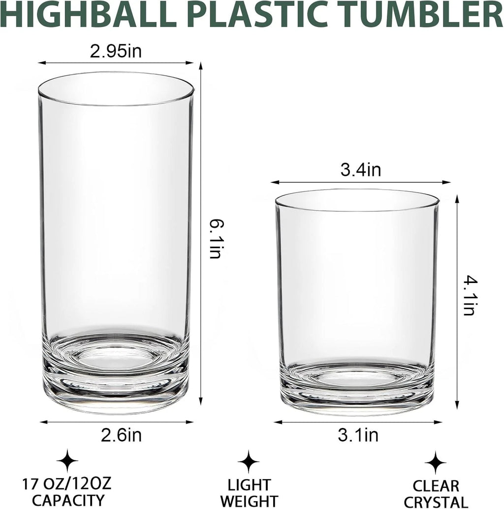 Elegant 12-Pack Shatterproof Acrylic Drinkware - 6 Lowball & 6 Highball Cups | eBay