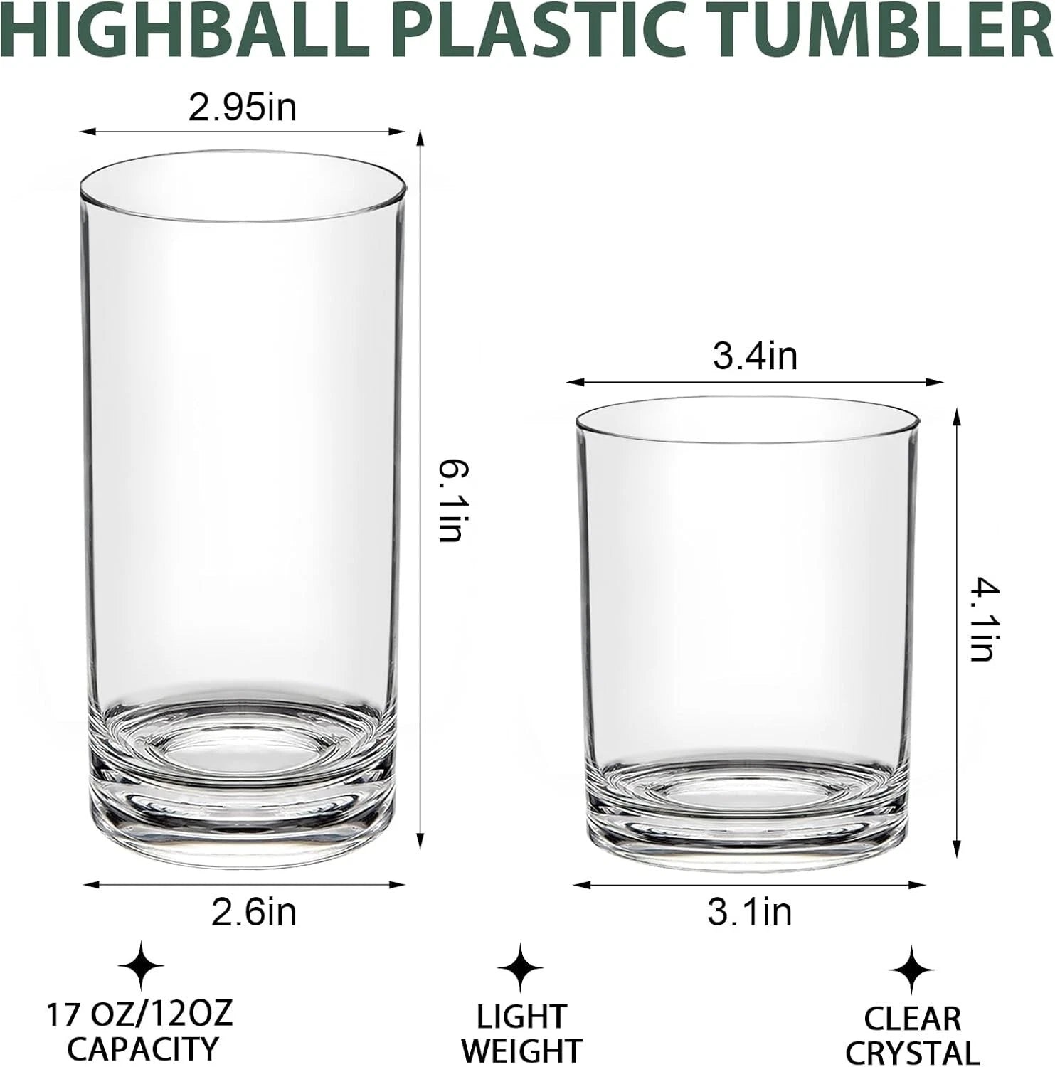 Elegant 12-Pack Shatterproof Acrylic Drinkware - 6 Lowball & 6 Highball Cups | eBay