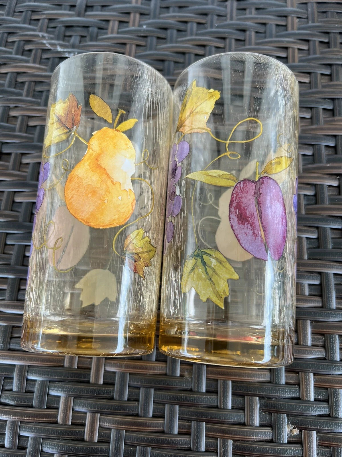 Amber Acrylic Fruited Drinking Glasses Set Of 6 Vintage 18 Ounce Each | eBay