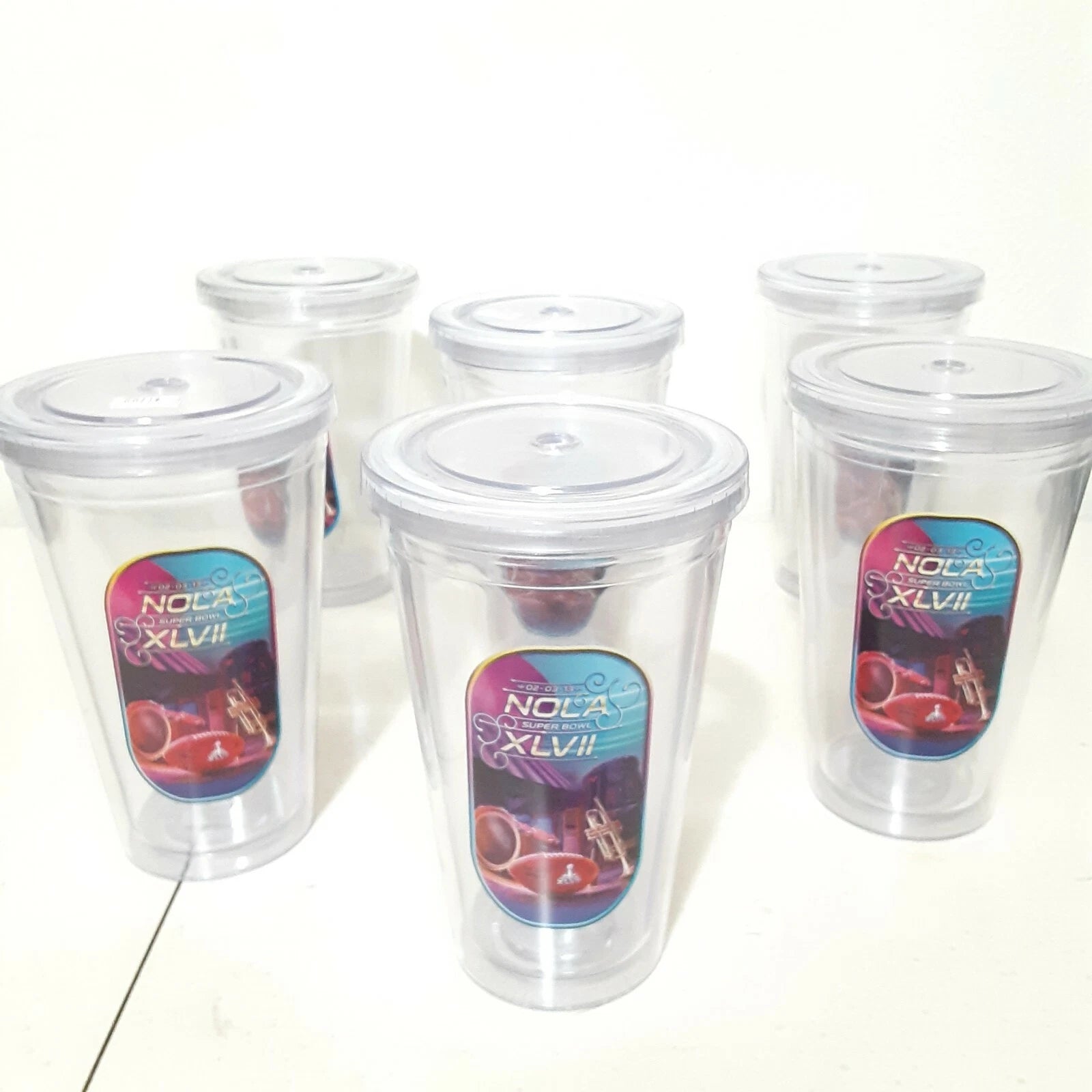 Set of 6 SUPER BOWL XLVII Hot & Cold Insulated 18 oz Plastic Drinking Glasses | eBay
