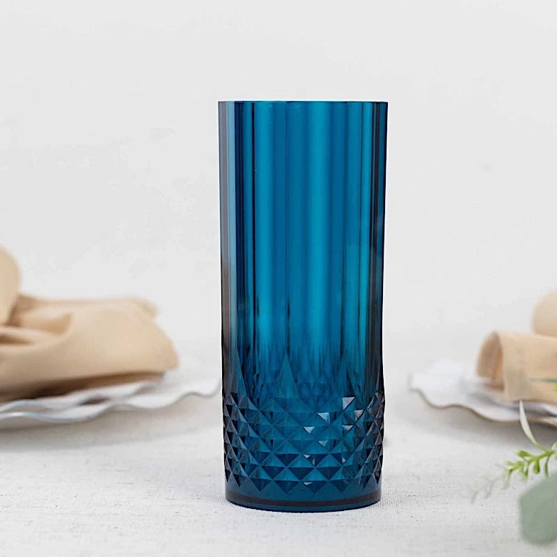 6 Navy Blue 14 oz Crystal Plastic Drinking Glasses Party Events Tableware | eBay
