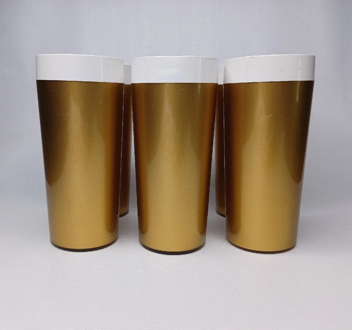 Set Of 6 Gold Plastic Tumblers Drinking Cups Made In USA | eBay