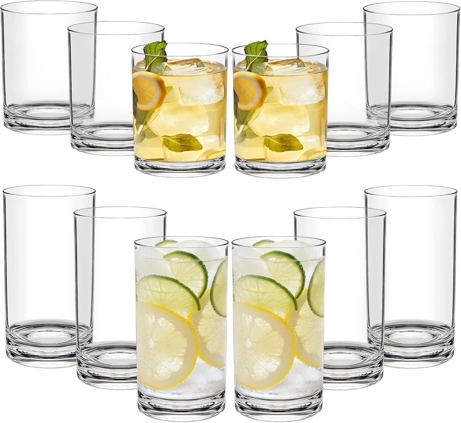 Elegant 12-Pack Shatterproof Acrylic Drinkware - 6 Lowball & 6 Highball Cups | eBay