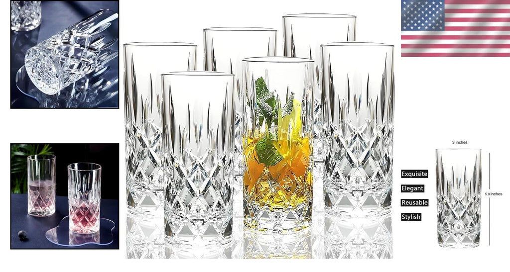 Reusable and Elegant Acrylic Glasses - 6 Count Unbreakable Drinkware Set | eBay