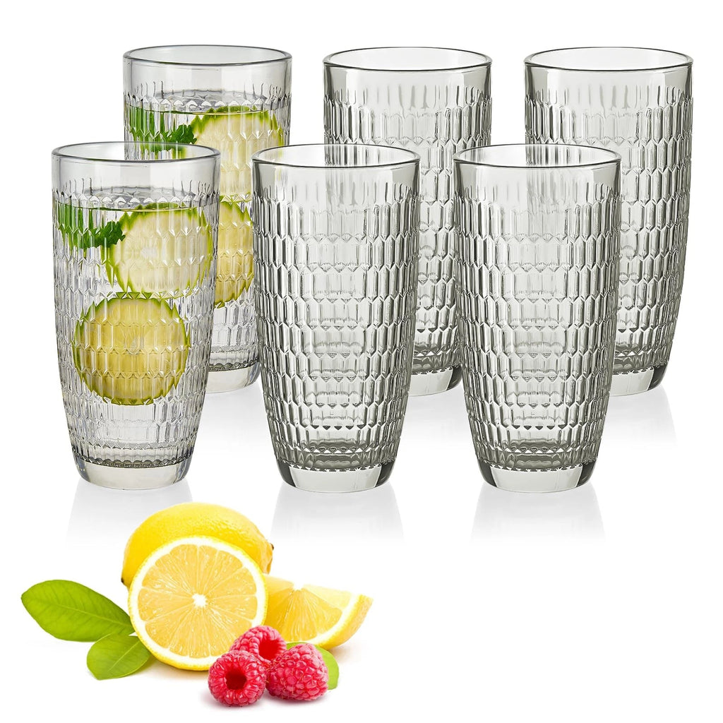 Highball Beverage Glasses Set of 6 Romantic Colored Thick & Heavy Base Big Ca... | eBay