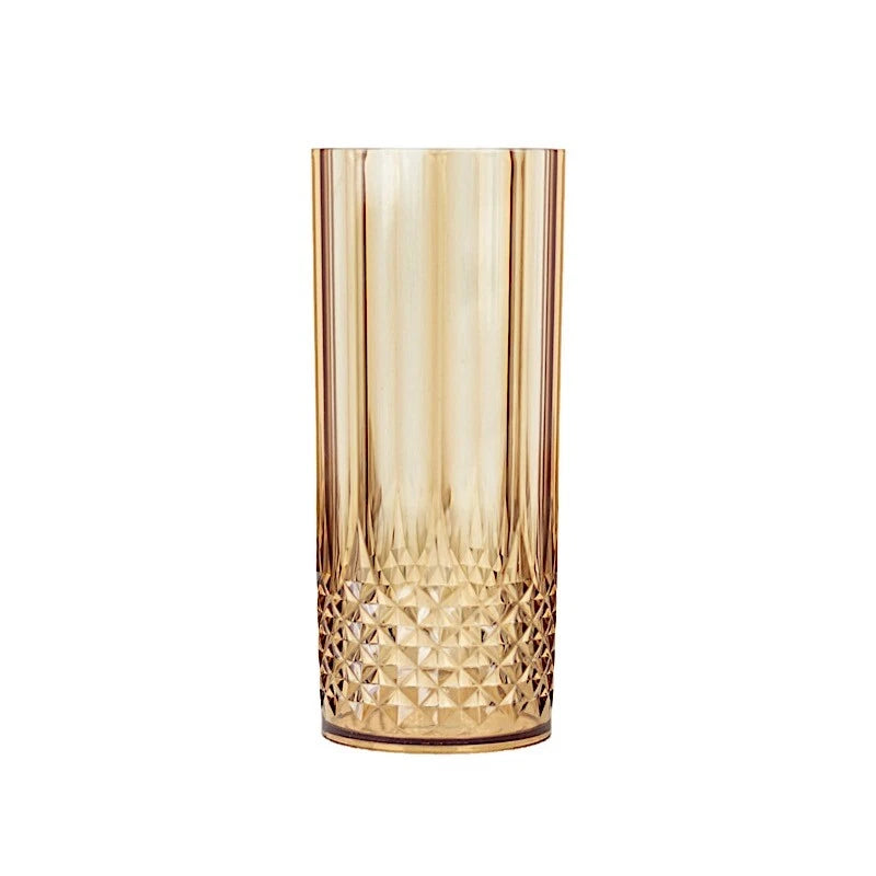 6 Amber Gold 14 oz Crystal Plastic Drinking Glasses Party Events Tableware | eBay